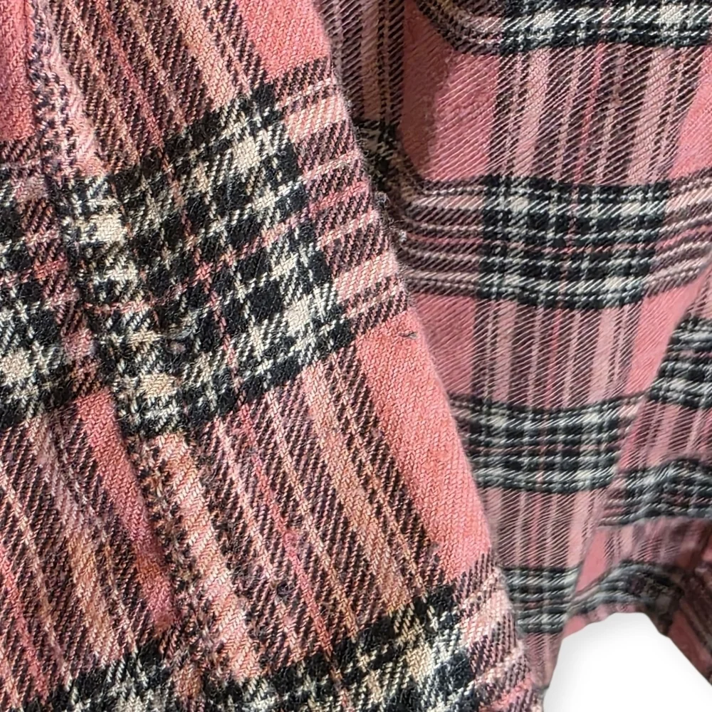 Hollister Women's Boyfriend Flannel Shirt, Pink/Black/Gray, Size Small